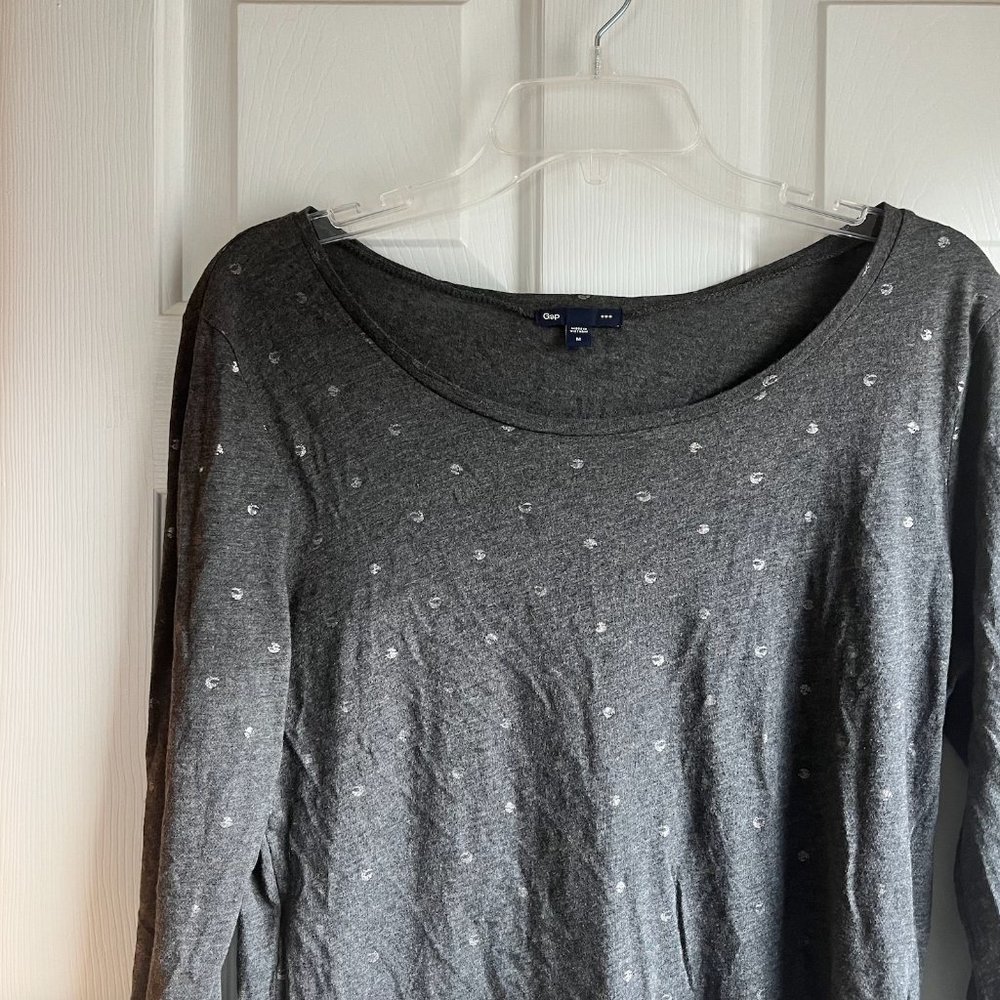 GAP Dotted 3/4 Sleeve Shirt Gray Size M